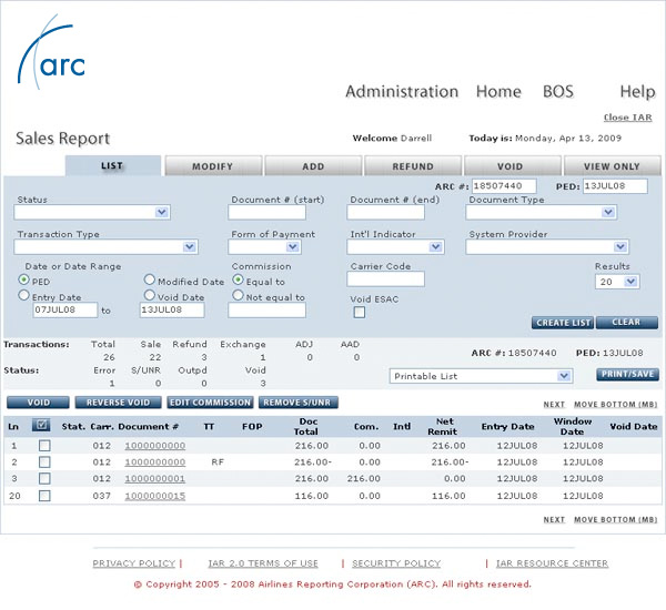 Sales Report