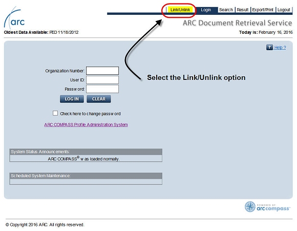 Select the Link/Unlink option at the top of the DRS page